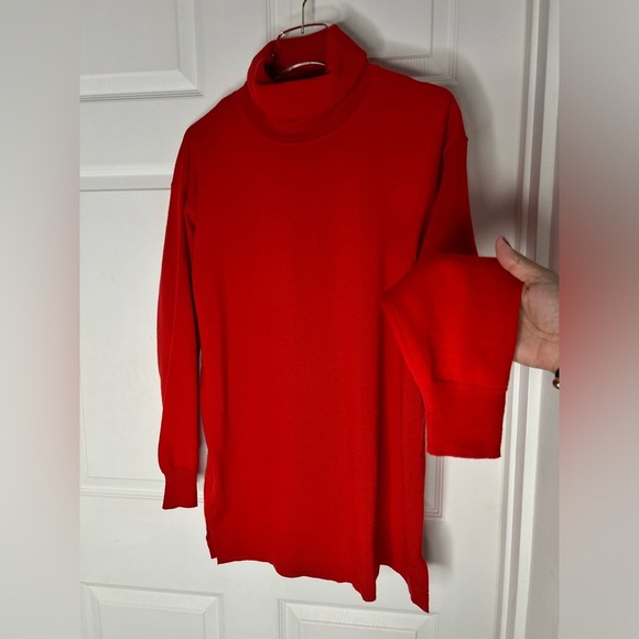 Escada E Sport Oversized Turtleneck Red Wool Sweater Top Sz M - Picture 2 of 10